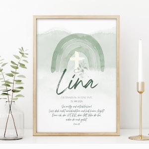 Póster arcoíris para bautizo // Carta al padrino // Regalo con nombre y frase // Impresión o digital