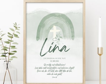 Poster RAINBOW for baptism // Godparent letter // Gift with name and saying // Print or digital