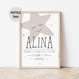 Geburtsposter mit Name // Geschenk zur Geburt oder Taufe // Digitale Datei // versch. Motive & Farben