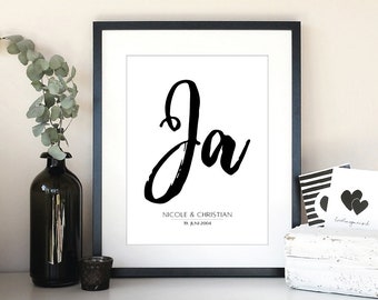 Wedding gift, poster YES with name and date