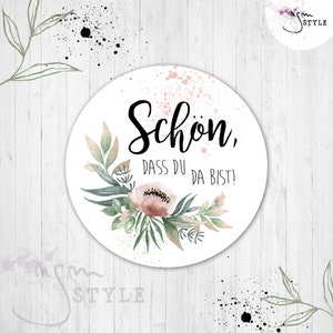Bello che tu sia qui, 24 adesivi/decalcomanie: fiori ad acquerello, matrimonio, compleanno