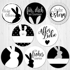 24 adesivi/adesivi “Pasqua”, in bianco e nero
