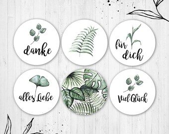 24 autocollants/autocollants « Cadeau », plantes aquarelles, ø 40 mm