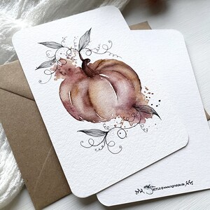 Cartes d’impression d’art de vœux d’AUTOMNE // ensemble de cartes postales A6 // motifs d’automne aquarelle // 5 cartes avec ou sans enveloppe image 6