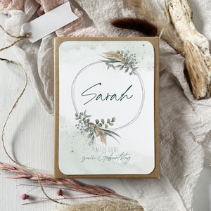 Geschenkschachtel GEBURTSTAG // Eukalyptuskranz mit Name
