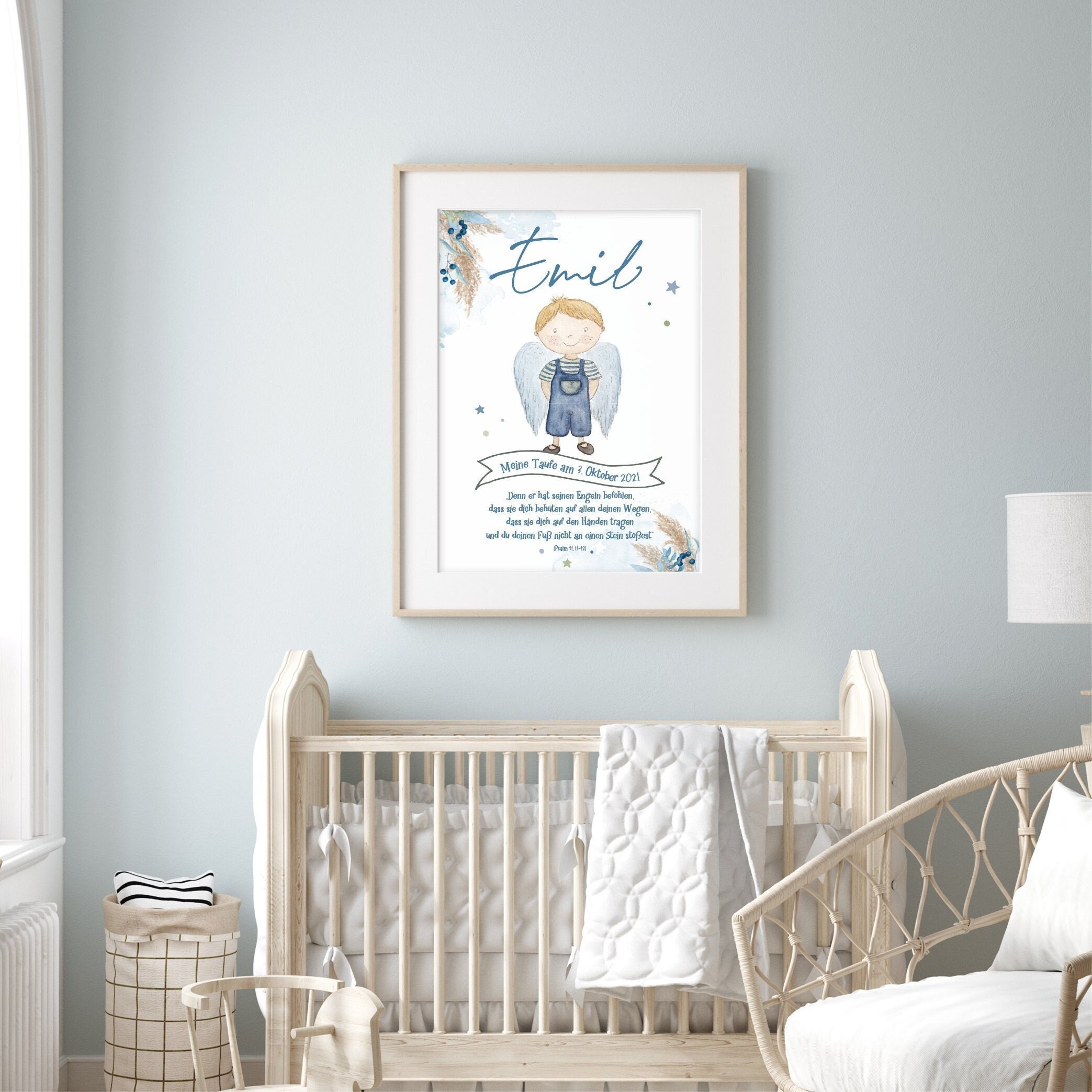 TAUFPOSTER Engel mit Taufspruch Geschenk zur Taufe Junge Etsy
