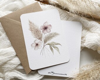 PAMPAS bouquet // Art print postcard A6 // with or without envelope
