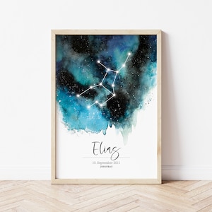 STERNZEICHEN Poster // Geschenk zur Taufe bzw. Geburt // Poster mit Namen + Sternzeichen + Datum // versch. Formate // Digital oder Druck