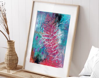 Mondes botaniques n° 2 // Art mixte original sur papier // Art mural abstrait // Unique 30 x 40 cm