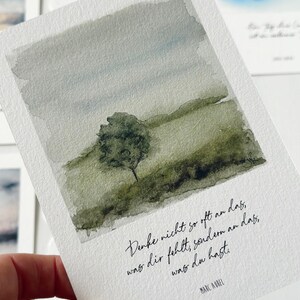 Carte avec citation GREENTREE // Ne pense pas si souvent à ce qui te manque, ... // Carte postale imprimée A6 // avec ou sans enveloppe image 2