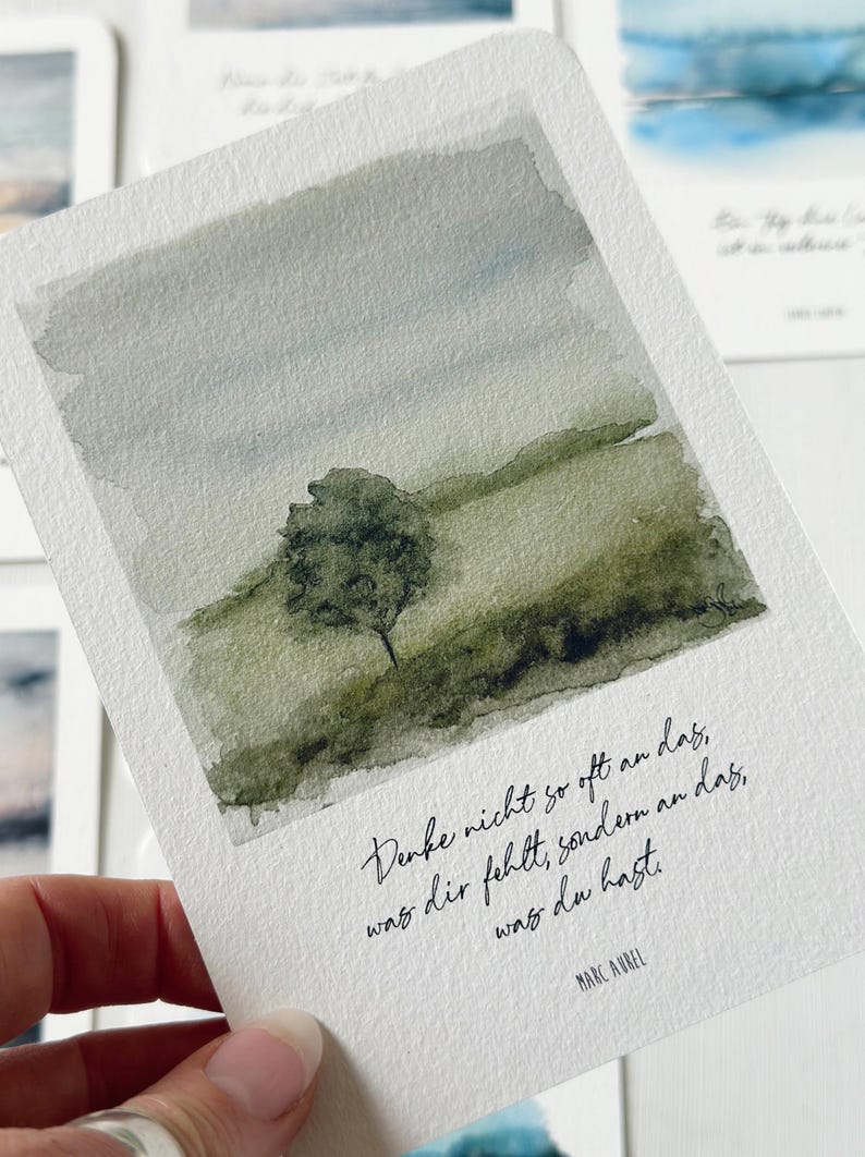 Carte avec citation GREENTREE // Ne pense pas si souvent à ce qui te manque, ... // Carte postale imprimée A6 // avec ou sans enveloppe image 2