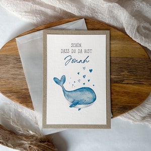 Tarjeta de nacimiento MOTIVO ANIMAL // con nombre // tarjeta plegable B6 // con sobre