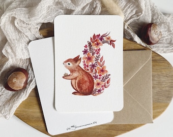 Biglietto con stampa artistica scoiattolo // Cartolina A6 FineArt