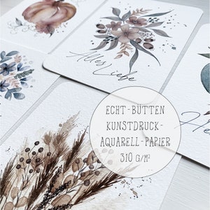 Cartes d’impression d’art de vœux d’AUTOMNE // ensemble de cartes postales A6 // motifs d’automne aquarelle // 5 cartes avec ou sans enveloppe image 2