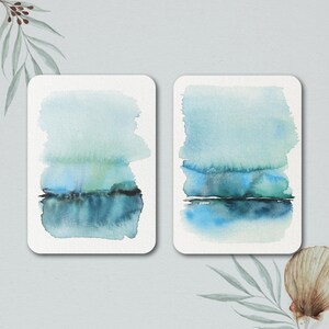 Cartoline BLUESea Set di 2 // WatercolorArt // Biglietti A6