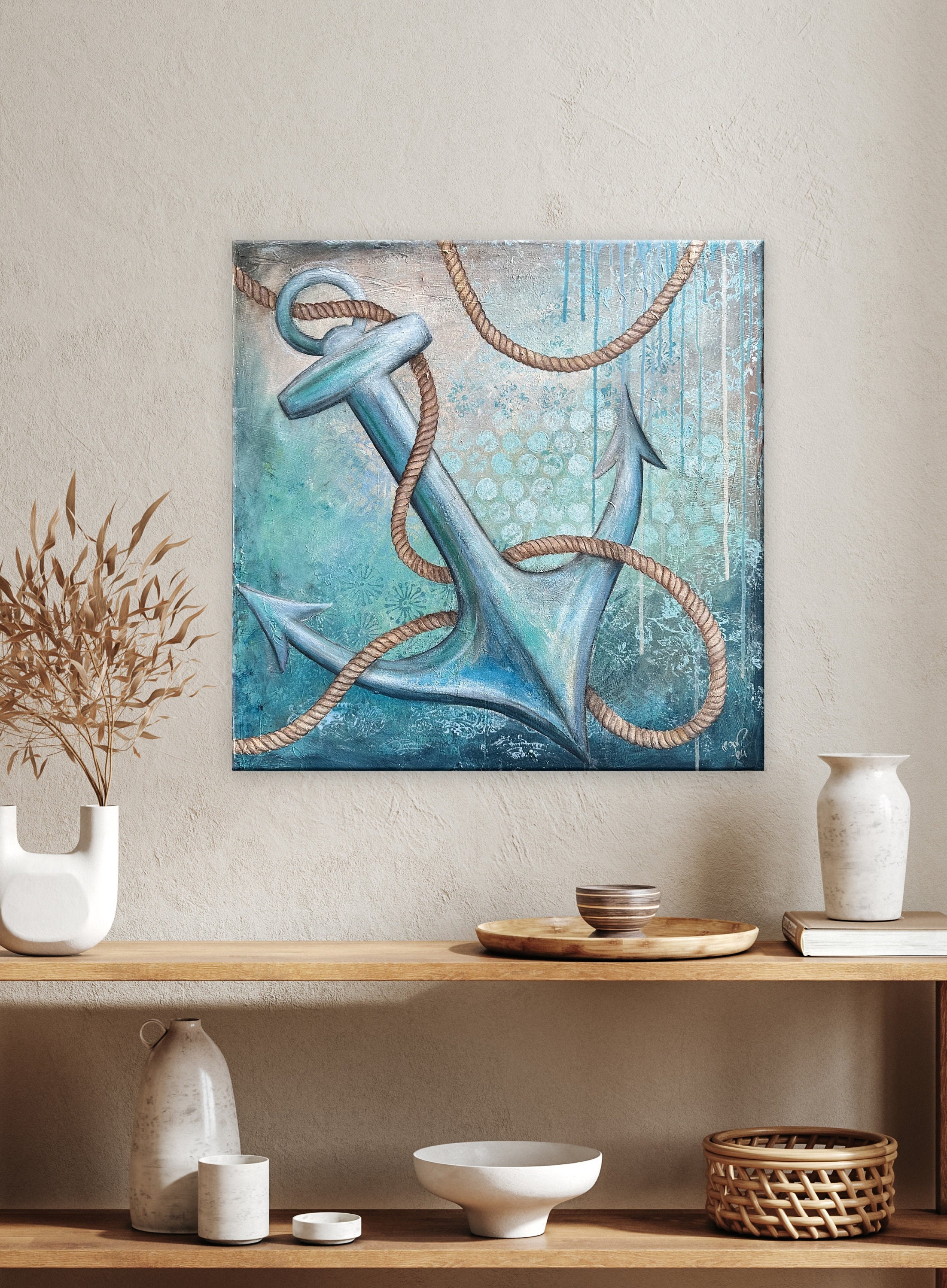 MEERweh ANCHOR, original painting, acrylic on canvas 60 x 60 cm