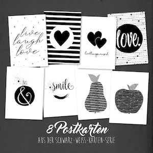 Postcard set black and white MIX, 8 pieces, A6