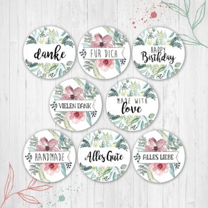 24 Sticker/Aufkleber „Schenken“, Watercolorflowers, ø 40mm
