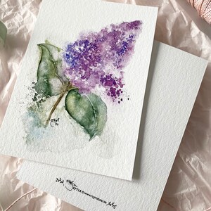 Cartes postales fleurs printanières lot de 2 / pivoine lilas / Cartes A6 / fleurs aquarelle/aquarelle image 4