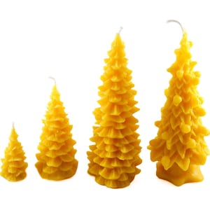 Tannenkerzenset 4x Bienenwachskerzen  Motivkerzen Handarbeit Qualitätsdochte Weihnachtsbäume Kerzenset Edeltanne Weihnachtsbaum