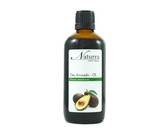 149,5EUR/1L organic avocado oil cold-pressed unrefined vegan 100ml in a glass pure without additive raw material natural cosmetics massage oil facial oil hair oil