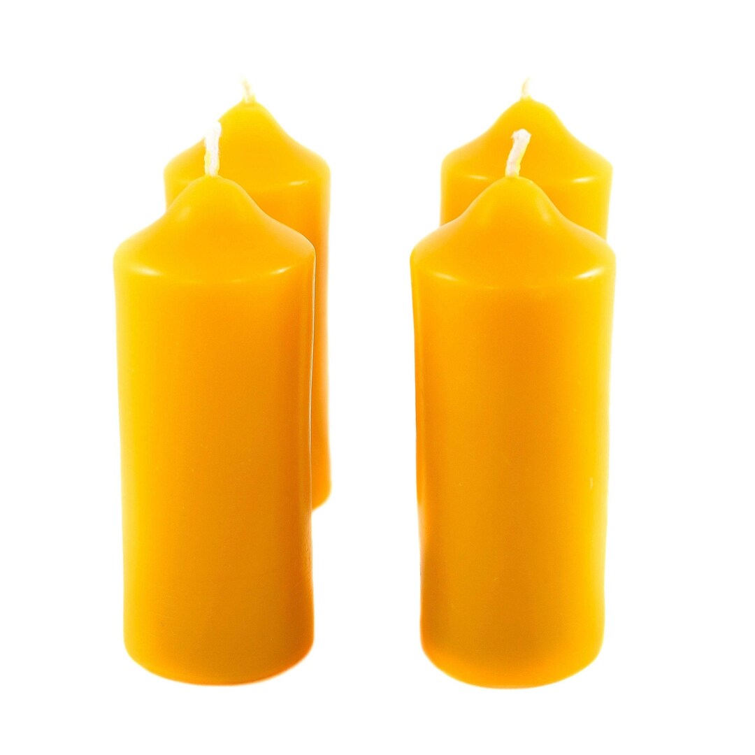 Xanty Lot De 4 Grandes Bougies Dorées En 100 % Cire D'abeille