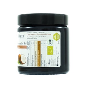 109,5EUR/1kg Kokosöl Bio 100g Glas nativ kaltgepresst unraffiniert vegan ohne Zusatz Rohware Naturkosmetik Massageöl Gesichtsöl Haaröl kba zdjęcie 3