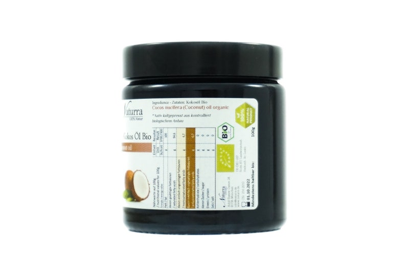 109,5EUR/1kg Kokosöl Bio 100g Glas nativ kaltgepresst unraffiniert vegan ohne Zusatz Rohware Naturkosmetik Massageöl Gesichtsöl Haaröl kba zdjęcie 3