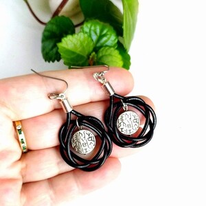 Leather knot earrings with bohemian and ethnic style, Celtic style leather earrings to give to women, ethnic gift for mothers image 7