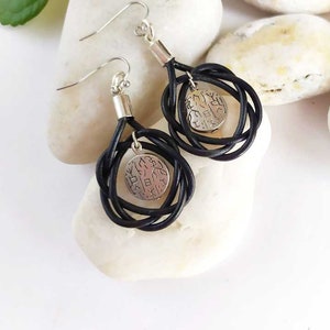 Boucles d'oreilles nœud en cuir style bohème ethnique, boucles d'oreilles en cuir style celtique aux femmes, cadeau ethnique pour mères image 8