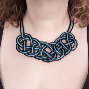 Woman leather bib necklace with nautical knot, irish knot leather bib woman necklace, leather bib necklace with celtic knot, gifr for her