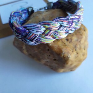 Bracelet en tissu tressé multicolore, bracelet en coton tressé multicolore, bracelet en coton recyclé, bracelet tressé unisexe. image 7