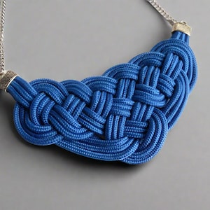 Sailor knot  bib necklace, knotted necklace, bib necklace for women in custom colors, knotted necklace nautical style, navy blue necklace