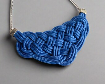Sailor knot  bib necklace, knotted necklace, bib necklace for women in custom colors, knotted necklace nautical style, navy blue necklace