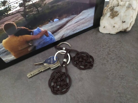 Leather knot keychain clearance