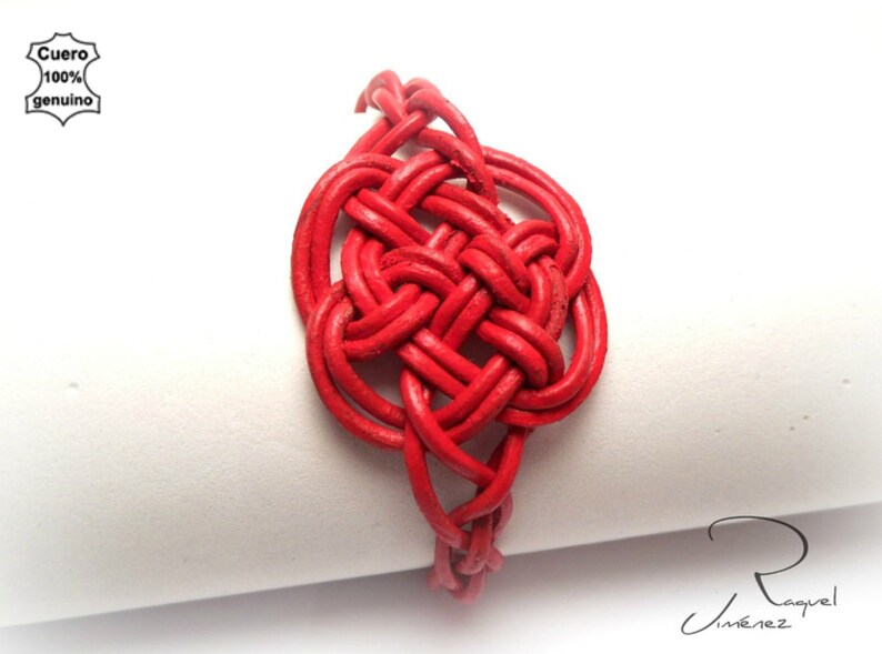 Pulsera de cuero para parejas con nudo del amor eterno, pulsera cuero para enamorados, pulsera nudo celta símbolo del amor, pulsera macramé imagen 5