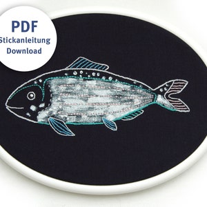 Embroidery Pattern PDF Download Fish Beginner in English image 2