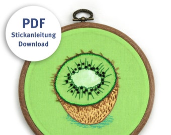 Embroidery Pattern PDF Download fruits kiwi advanced level in English