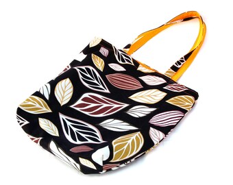 Shopper Bag Upcycling leaves pattern