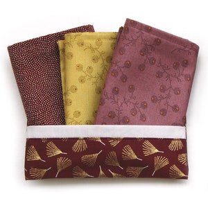 Taschentuchtasche mit oder ohne 3 Stofftaschentüchern goldenes florales Muster