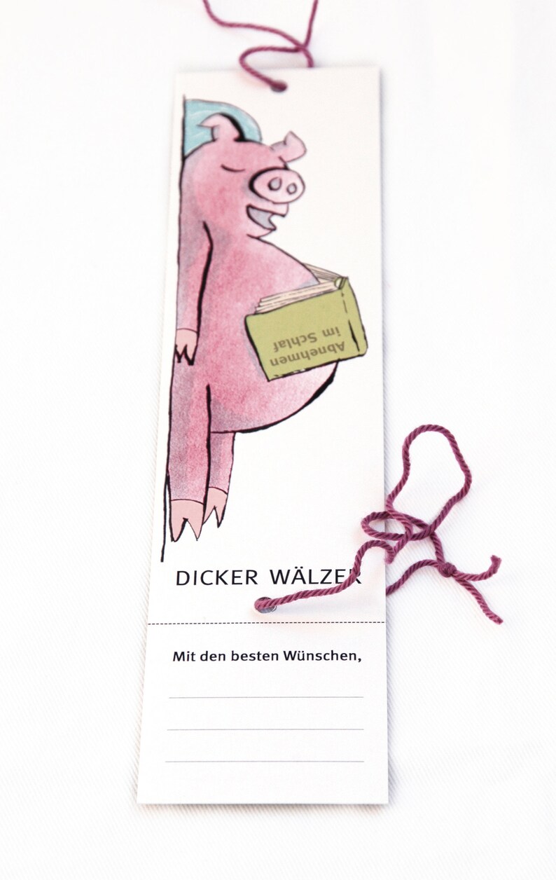 Lesezeichen Dicker Wälzer mit Daumenkino Effekt und Abschnitt für Geschenknachricht Bild 4