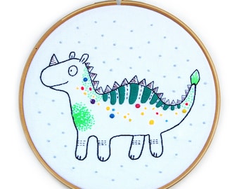 Instructions de broderie télécharger PDF cadeau de naissance dinosaure DE/EN/FR