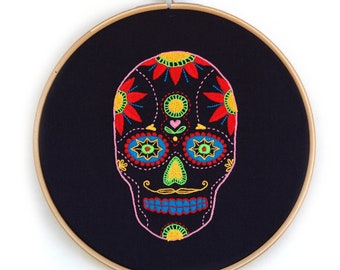 Embroidery Pattern PDF Download mexican Skull advanced level in English