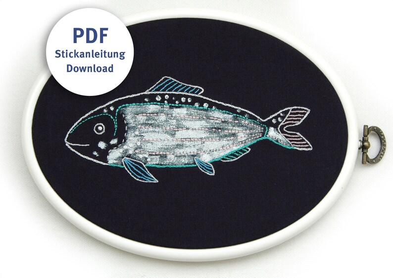 Embroidery Pattern PDF Download Fish Beginner in English image 2