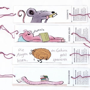 Lesezeichen Bücherwurm mit Daumenkino Effekt und Abschnitt für Geschenknachricht Bild 5