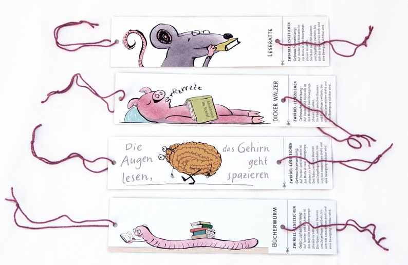 Lesezeichen Bücherwurm mit Daumenkino Effekt und Abschnitt für Geschenknachricht Bild 5