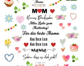 PDF template, Mother's Day, candle tattoos, candle stickers, colored, candles, decorate candles, print out sayings