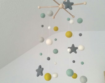 Baby Mobile, Kinderzimmer, Filz, Sterne