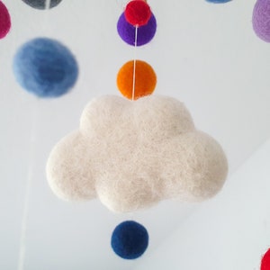 Mobile, baby, felt balls, children's room, gift, cloud, colorful image 3