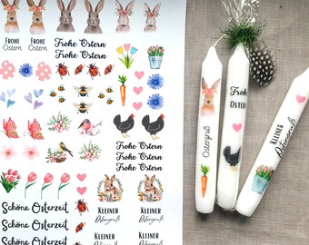 PDF Vorlage, Kerzentattoos, Kerzensticker, Ostern, farbig, Kerzen, Kerzen dekorieren, Sprüche ausdrucken